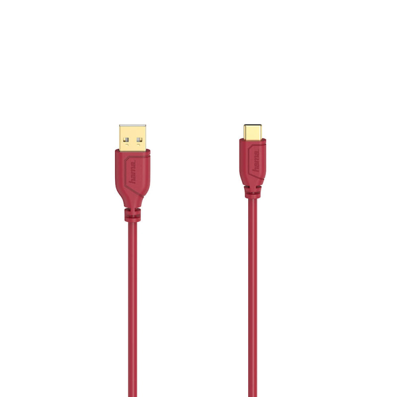 Produktbild för Cable USB-C Flexi-Slim USB-A-USB-C Gold Red 0.75m