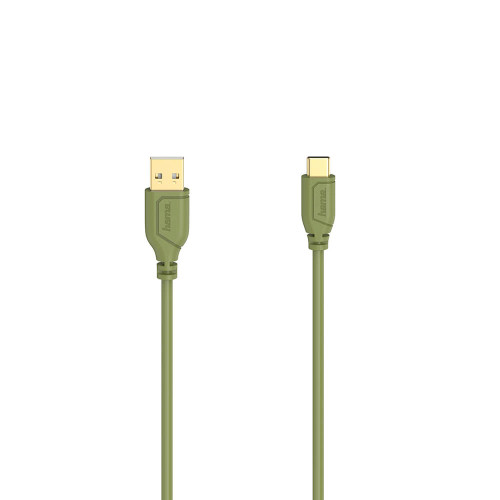 Hama Kabel USB-C Flexi-Slim USB-A-USB-C Guld Grön 0,75m