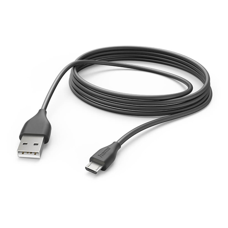 Produktbild för Charging Cable USB-A to Micro-USB Black 3.0m