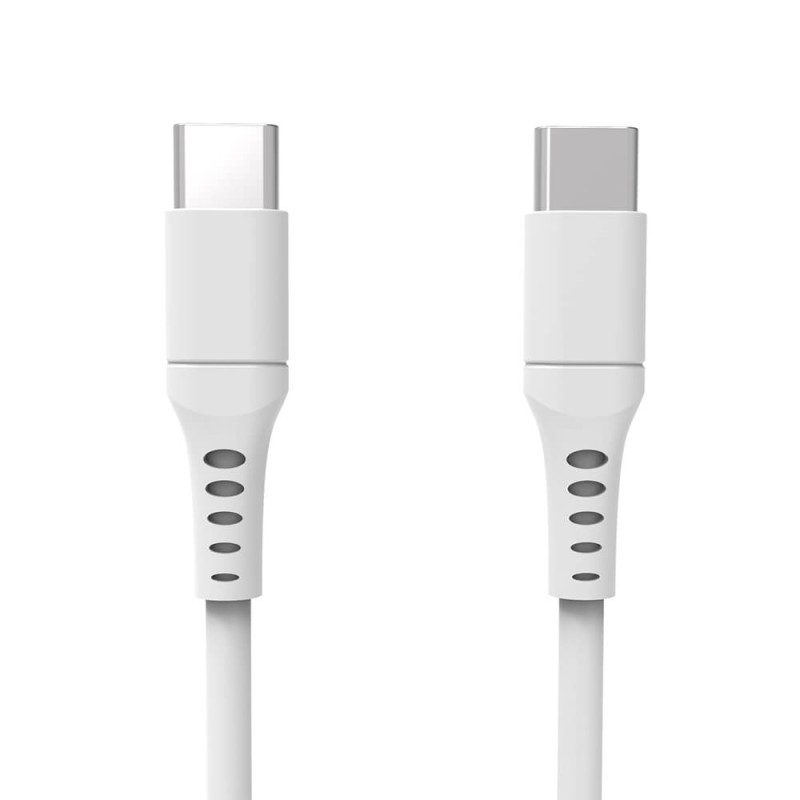 Produktbild för Laddkabel USB-C till USB-C 2.0 3m Vit Rund Kabel