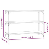 Produktbild för Bokhylla rökfärgad ek 100x33x70,5 cm konstruerat trä och stål