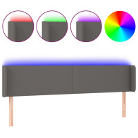 Produktbild för Sänggavel LED grå 203x16x78/88 cm konstläder