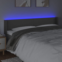 Produktbild för Sänggavel LED grå 203x16x78/88 cm konstläder