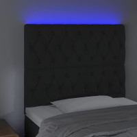 Produktbild för Sänggavel LED svart 100x7x118/128 cm sammet