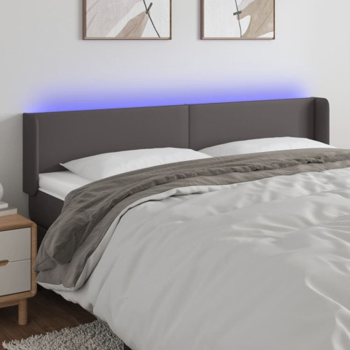 vidaXL Sänggavel LED grå 183x16x78/88 cm konstläder