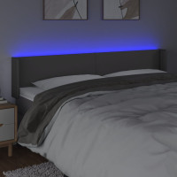 Produktbild för Sänggavel LED grå 183x16x78/88 cm konstläder