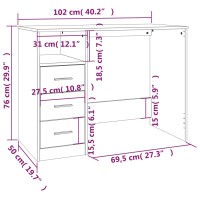 Produktbild för Skrivbord med lådor rökfärgad ek 102x50x76 cm konstruerat trä