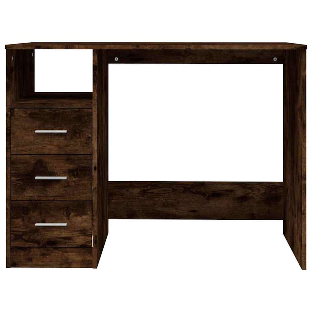 Produktbild för Skrivbord med lådor rökfärgad ek 102x50x76 cm konstruerat trä