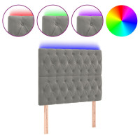 Produktbild för Sänggavel LED ljusgrå 100x7x118/128 cm sammet