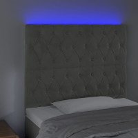Produktbild för Sänggavel LED ljusgrå 100x7x118/128 cm sammet