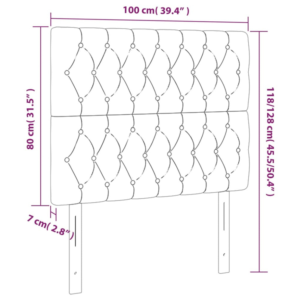 Produktbild för Sänggavel LED ljusgrå 100x7x118/128 cm sammet