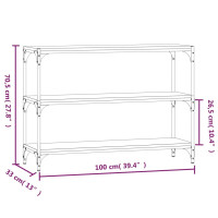 Produktbild för Bokhylla sonoma-ek 100x33x70,5 cm konstruerat trä och stål