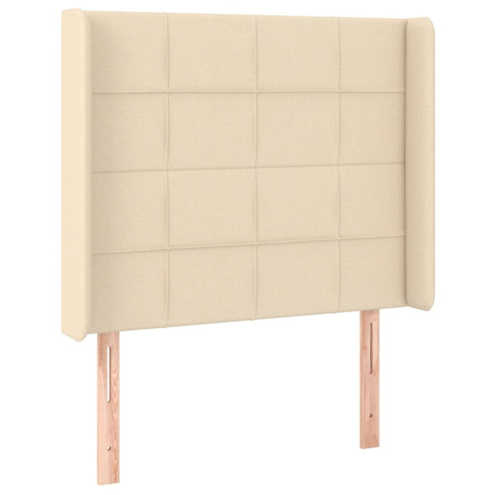 Produktbild för Sänggavel LED gräddvit 83x16x118/128 cm tyg