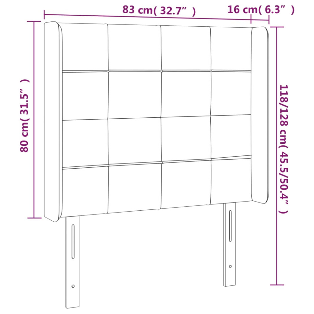 Produktbild för Sänggavel LED gräddvit 83x16x118/128 cm tyg