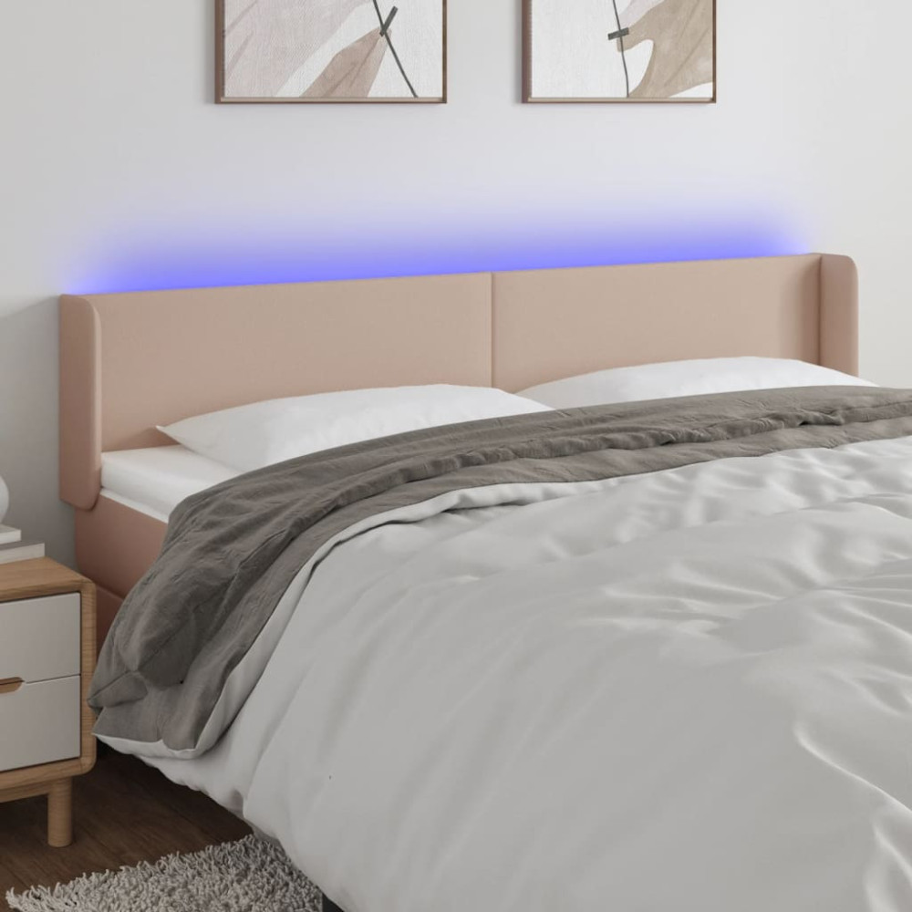 Produktbild för Sänggavel LED cappuccino 183x16x78/88 cm konstläder