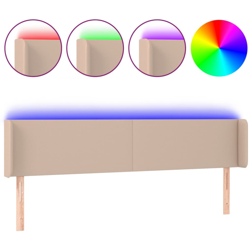 Produktbild för Sänggavel LED cappuccino 183x16x78/88 cm konstläder