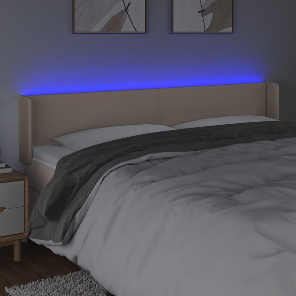 Produktbild för Sänggavel LED cappuccino 183x16x78/88 cm konstläder
