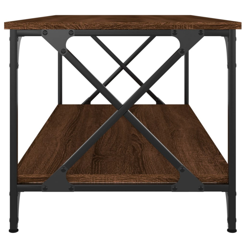Produktbild för Soffbord brun ek 100x50x45 cm konstruerat trä och järn
