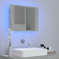 Miniatyr av produktbild för Spegelskåp med LED grå sonoma 60x12x45 cm konstruerat trä