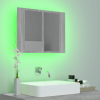 Produktbild för Spegelskåp med LED grå sonoma 60x12x45 cm konstruerat trä