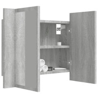 Produktbild för Spegelskåp med LED grå sonoma 60x12x45 cm konstruerat trä