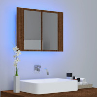 Miniatyr av produktbild för Spegelskåp med LED brub ek 60x12x45 cm konstruerat trä