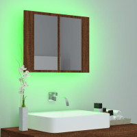 Miniatyr av produktbild för Spegelskåp med LED brub ek 60x12x45 cm konstruerat trä