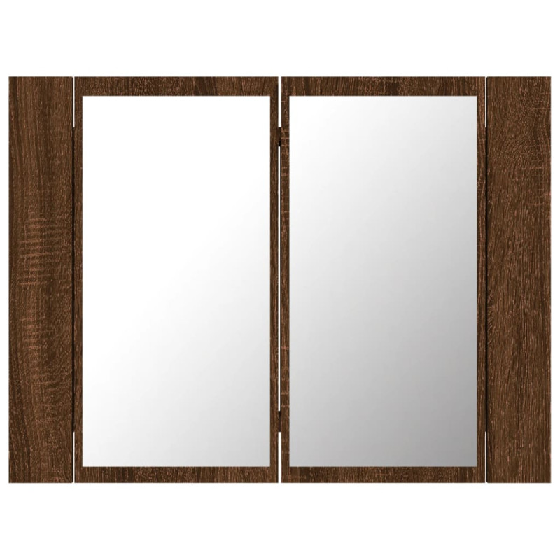 Produktbild för Spegelskåp med LED brub ek 60x12x45 cm konstruerat trä