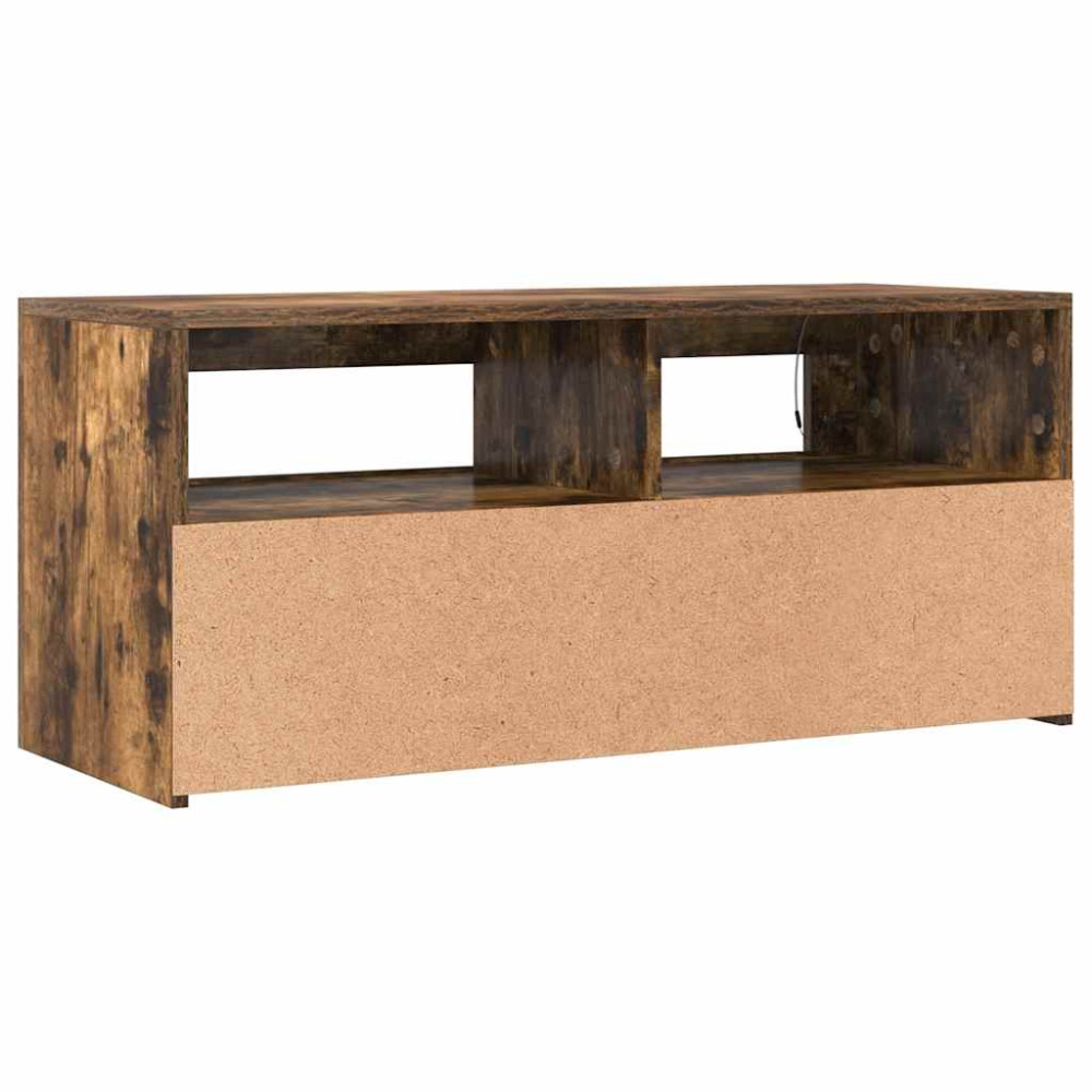 Produktbild för Tv-bänk med LED-belysning rökfärgad ek 90x35x40 cm