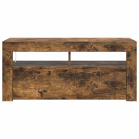 Produktbild för Tv-bänk med LED-belysning rökfärgad ek 90x35x40 cm