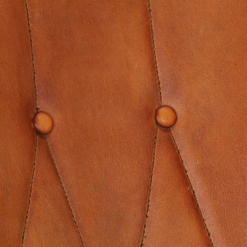 Produktbild för Gungstol med fotpall ljusbrun äkta läder