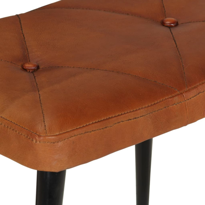 Produktbild för Gungstol med fotpall ljusbrun äkta läder