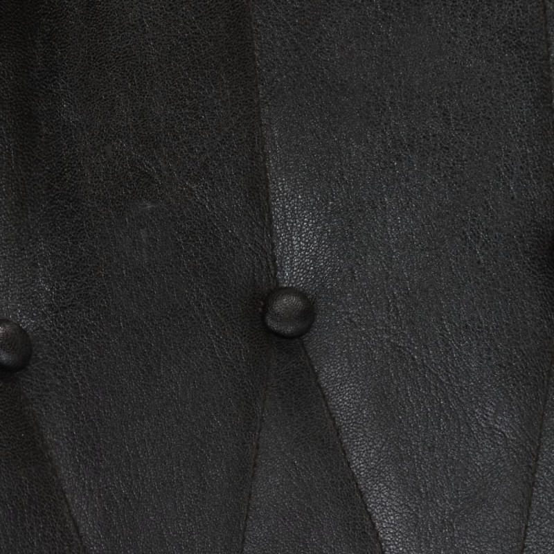 Produktbild för Gungstol med fotpall svart äkta läder