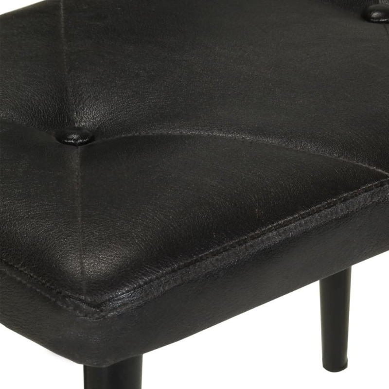 Produktbild för Gungstol med fotpall svart äkta läder