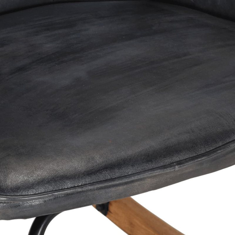Produktbild för Gungstol med fotpall grå äkta läder