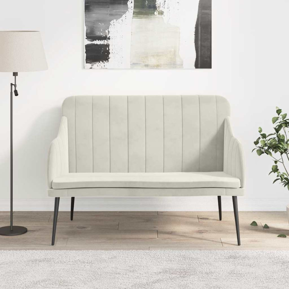 Produktbild för Bänk gräddvit 110x76x80 cm sammet