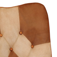 Miniatyr av produktbild för Gungstol med fotpall brun äkta läder och kanvas