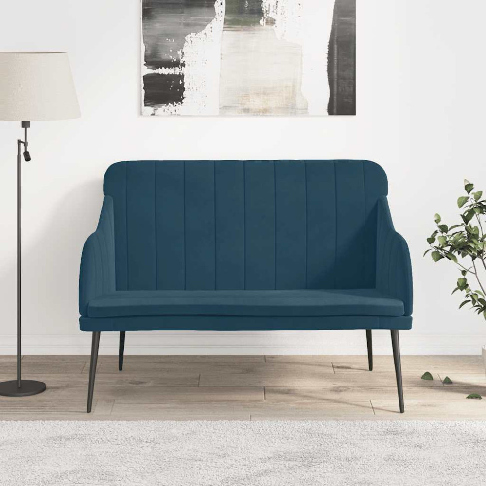 Produktbild för Bänk blå 110x76x80 cm sammet