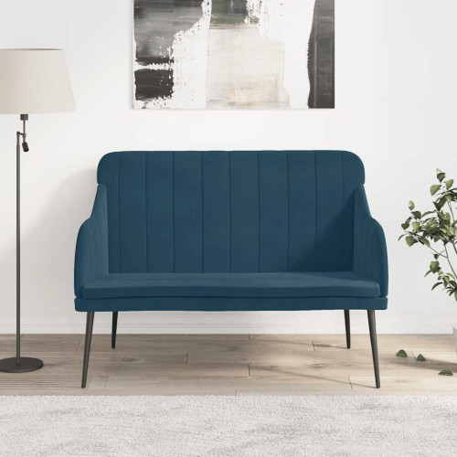 vidaXL Bänk blå 110x76x80 cm sammet