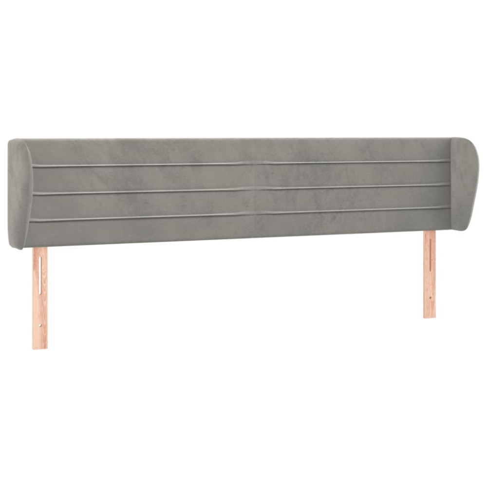 Produktbild för Sänggavel med kanter ljusgrå 183x23x78/88 cm sammet