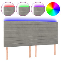 Produktbild för Sänggavel LED ljusgrå 180x5x118/128 cm sammet