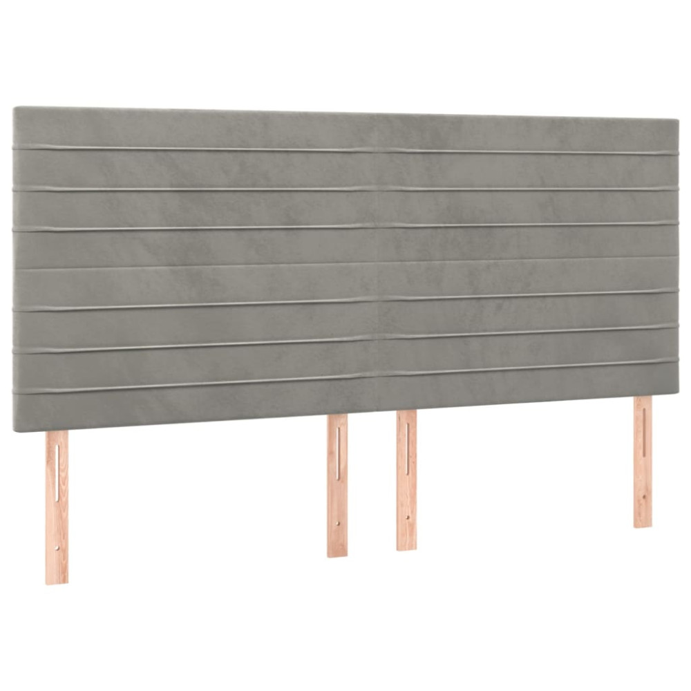 Produktbild för Sänggavel LED ljusgrå 180x5x118/128 cm sammet
