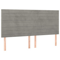 Produktbild för Sänggavel LED ljusgrå 180x5x118/128 cm sammet