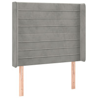 Produktbild för Sänggavel LED ljusgrå 93x16x118/128 cm sammet