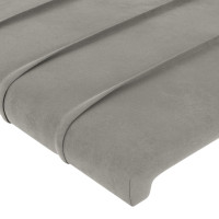 Produktbild för Sänggavel LED ljusgrå 93x16x118/128 cm sammet