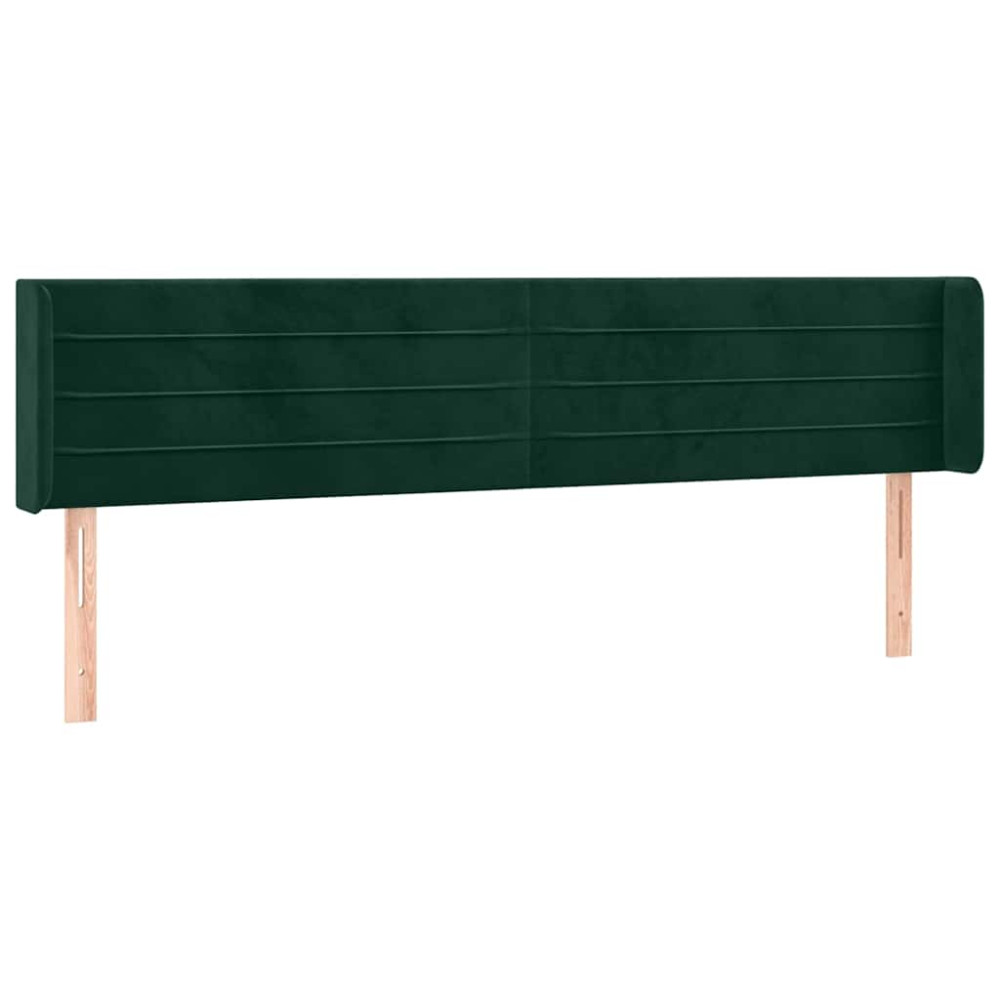 Produktbild för Sänggavel LED mörkgrön 183x16x78/88 cm sammet
