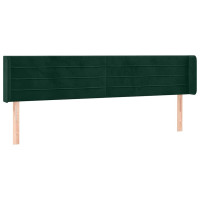 Produktbild för Sänggavel LED mörkgrön 183x16x78/88 cm sammet