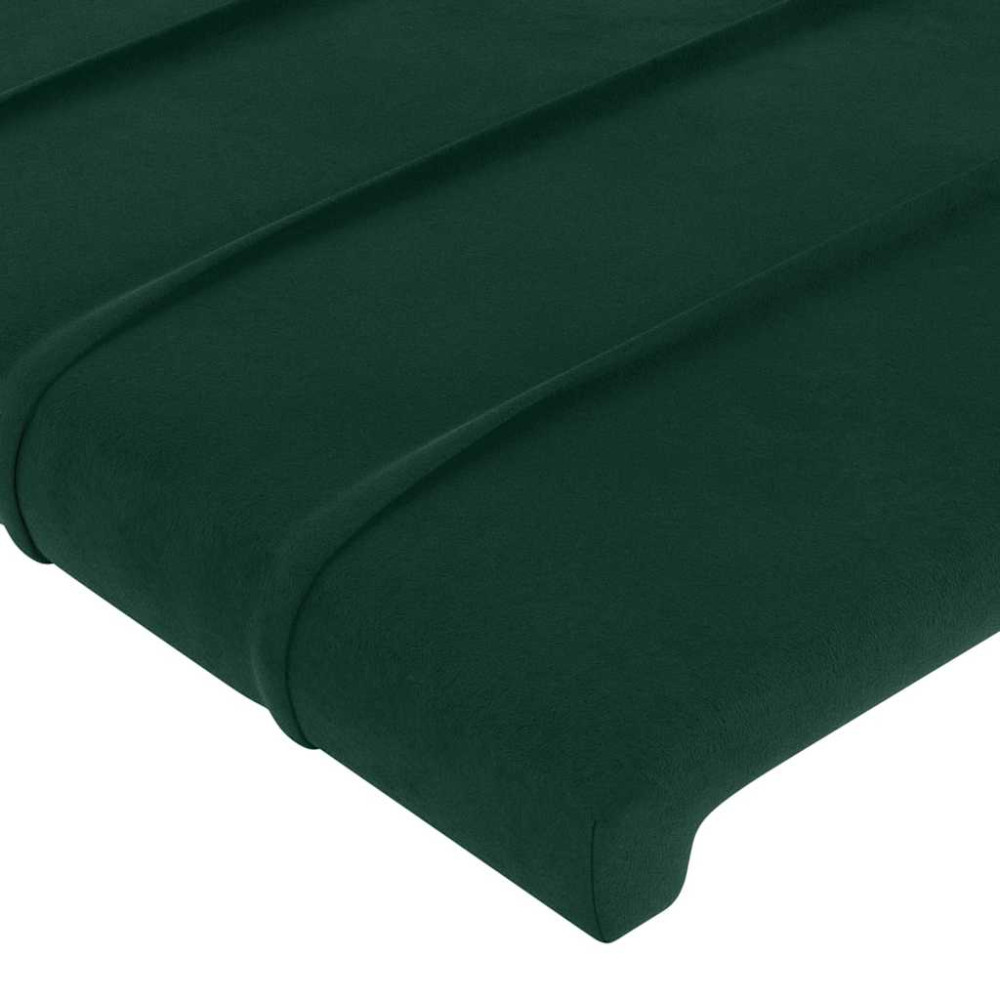 Produktbild för Sänggavel LED mörkgrön 183x16x78/88 cm sammet