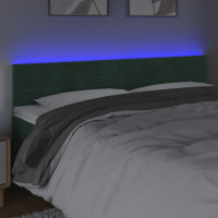 Produktbild för Sänggavel LED mörkgrön 180x5x78/88 cm sammet