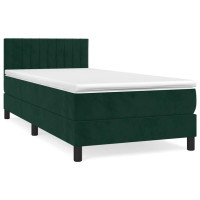 Produktbild för Ramsäng med madrass mörkgrön 80x200 cm sammet